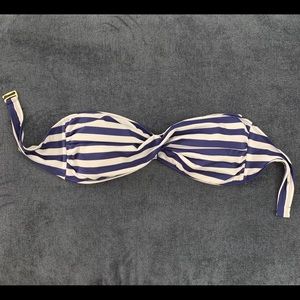 Navy and White Striped Bikini Top